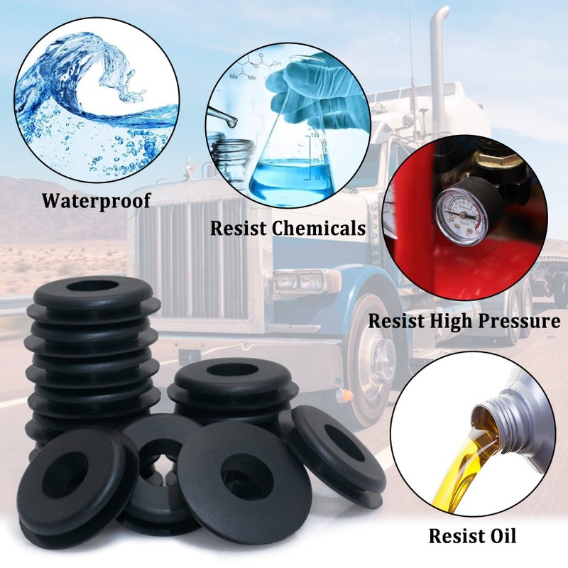 iBroPrat Glad Hand Seal  20pcs Gladhand Washers Rubber Seals Black Gasket Elastic Grommets for Semi Trucks Trailers Brake Air Hose Parts Number 10028 - Image 3
